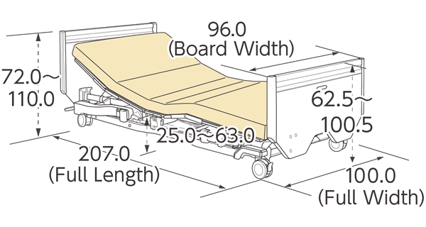 Positioning Bed 4-Caster-Lock Type (Wooden Board)